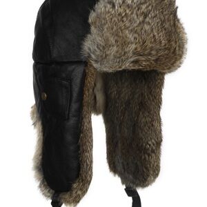 MAD BOMBER Hickory leather bomber with brown fur